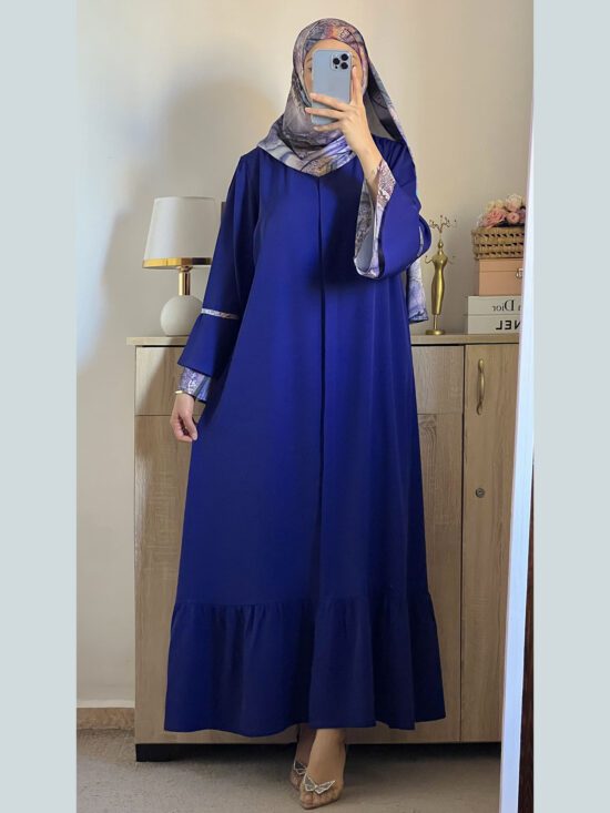 Robe Abaya unique avec châle motifié